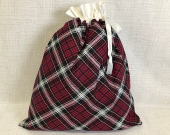 Reusable Fabric Gift Bag With Drawstring Top, Christmas, Holiday, Large