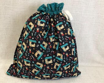 Reusable Fabric Gift Bag for Crafter with Drawstring, Sewing, Large