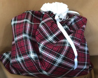 Reusable Fabric Gift Bag With Drawstring Top, Christmas, Holiday, Extra Large