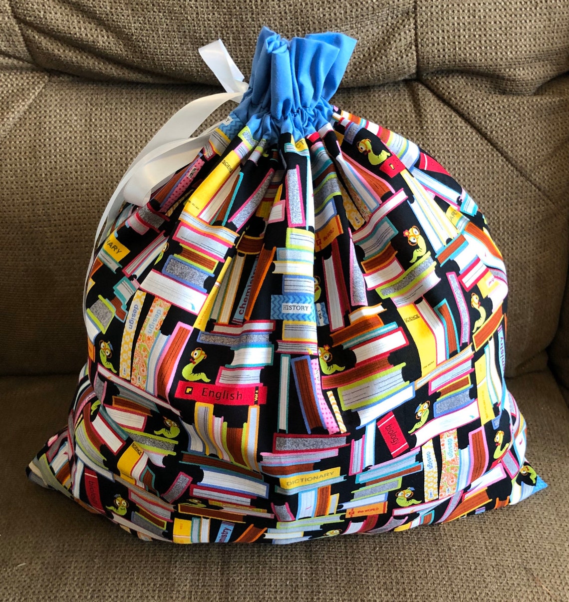 Reusable Fabric Book Gift Bag Teacher Large Etsy