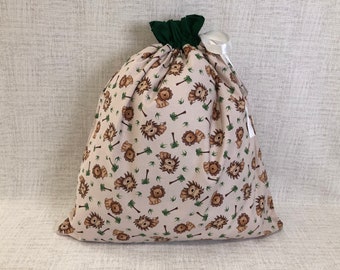 Reusable Fabric Gift Bag Jungle Animals with Drawstring, Safari, Large
