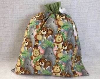 Reusable Fabric Jungle Gift Bag, Large Gift Bag for Baby, Safari