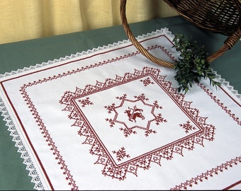 Alder wood Easter basket cover, 50 x 50 cm, for embroidery with lace