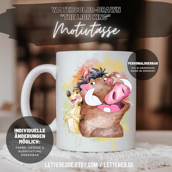 Motivtasse "Erdmännchen & Wildschwein", Tasse mit Aufdruck, Watercolor, Geschenk für Kinder und Erwachsene, Mitbringsel, personalisierbar,