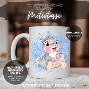 Motivtasse "Hase", Tasse mit Aufdruck, Watercolor, Geschenk für Kinder und Erwachsene, Mitbringsel, personalisierbar