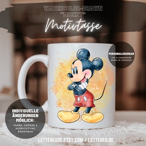 Motivtasse "Maus", Tasse mit Aufdruck, Watercolor, Geschenk für Kinder und Erwachsene, Mitbringsel, personalisierbar