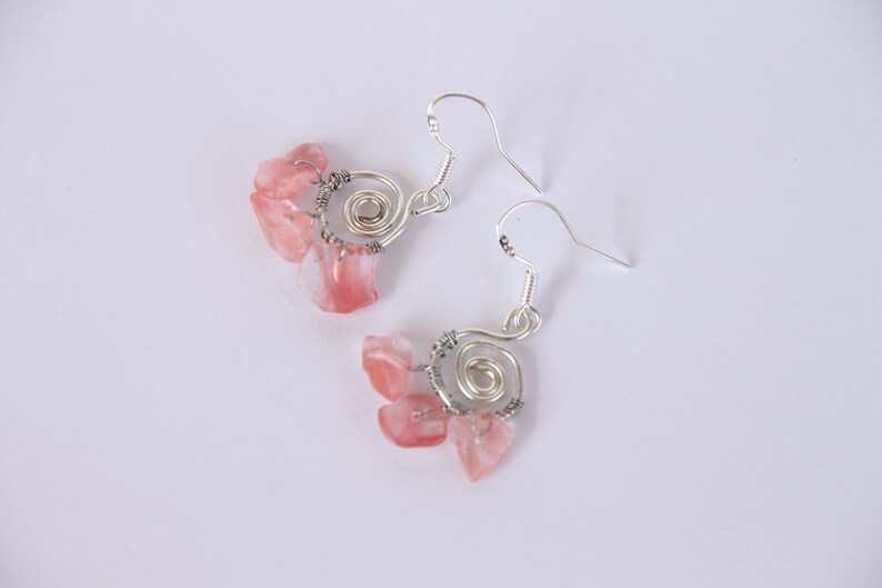 Boho Earrings,Handmade Earrings,Hippie earrings,Small earrings Cherry Quartz earrings