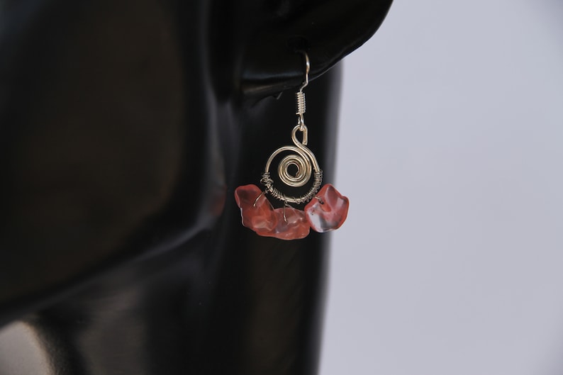 Boho Earrings,Handmade Earrings,Hippie earrings,Small earrings Cherry Quartz earrings