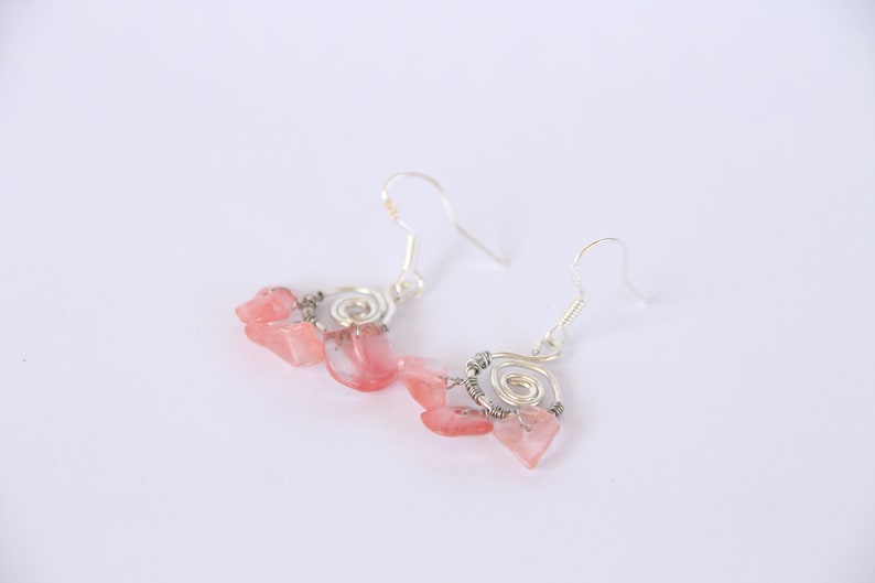 Boho Earrings,Handmade Earrings,Hippie earrings,Small earrings Cherry Quartz earrings
