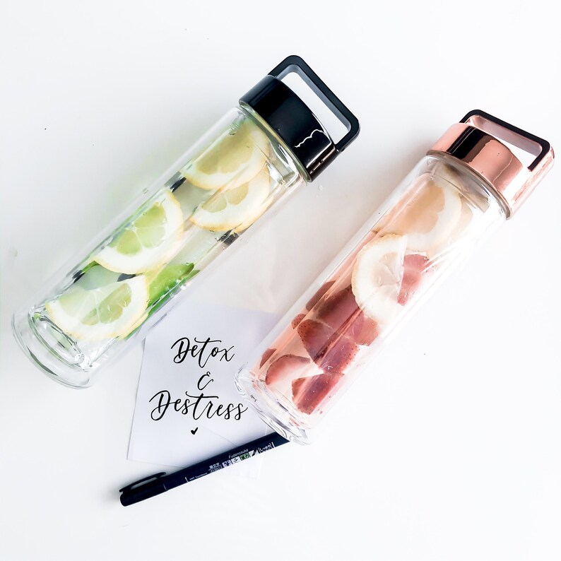 PERSONALISED Bamboo Glass Tea Infuser Water Bottle, Ecofriendly Double