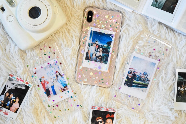 Customizable Polaroid Pictures Mickey Glitter Phone Case *PLEASE READ DESCRIPTION*