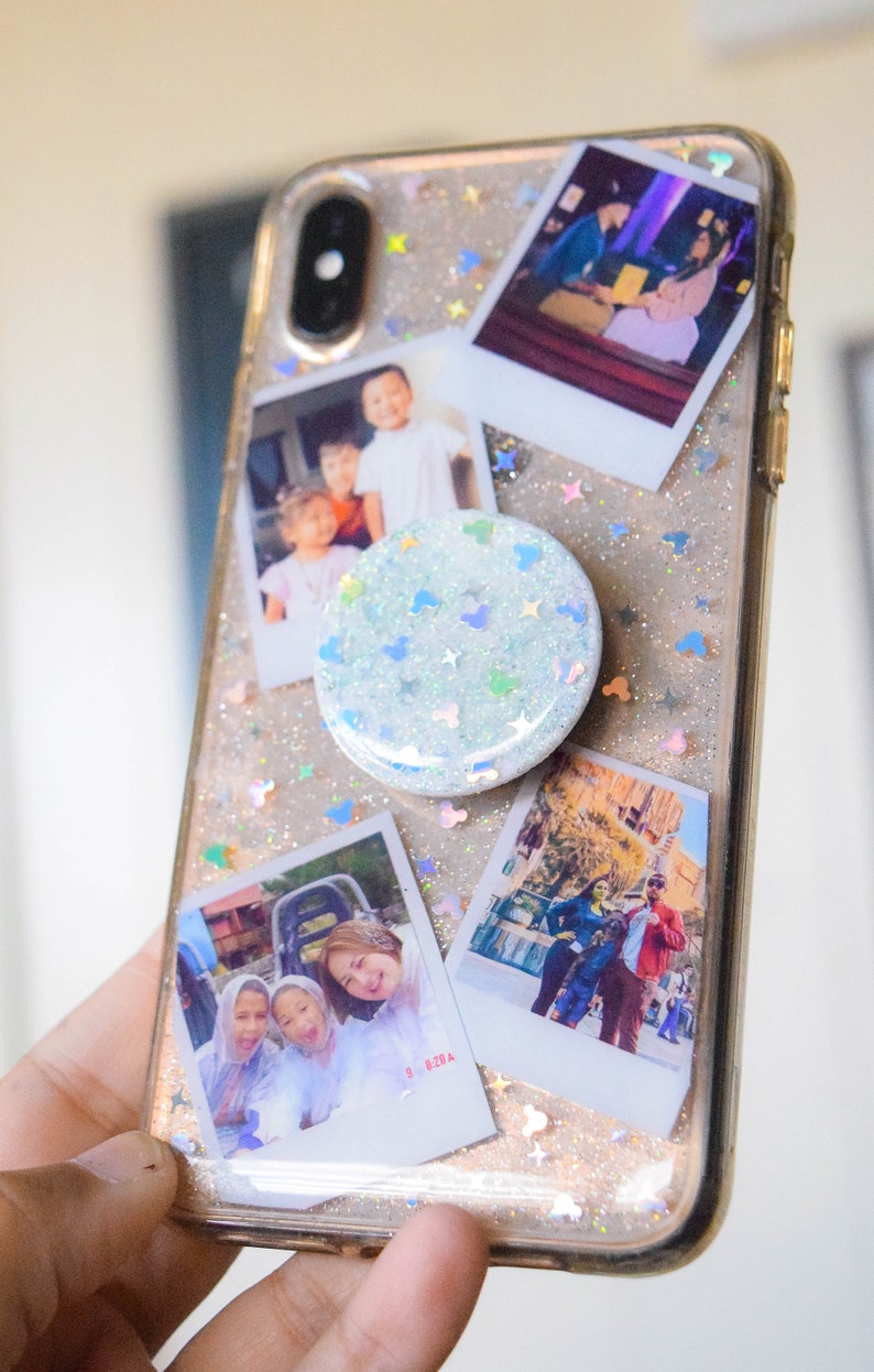 Customizable Polaroid Pictures Mickey Glitter Phone Case *PLEASE READ DESCRIPTION*