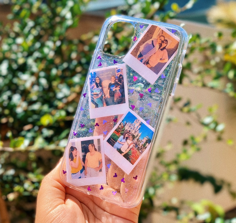 Customizable Polaroid Pictures Mickey Glitter Phone Case *PLEASE READ DESCRIPTION*