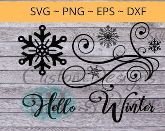 Hello Winter plik svg cytat zima do wydrukowania