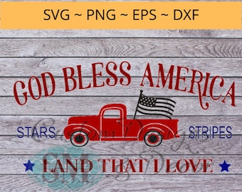 God Bless America Land That I Love SVG Datei Zitat
