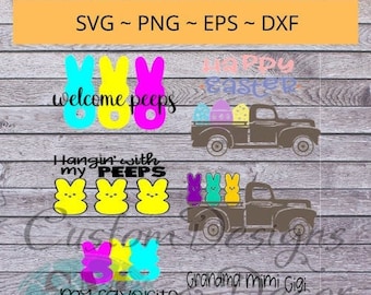 Easter Peeps Bundle (citas de archivos svg, paquetes de archivos svg