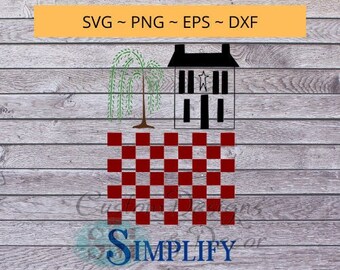 Primitiver Weidenbaum Saltbox House - SIMPLIFY svg Datei Spruch