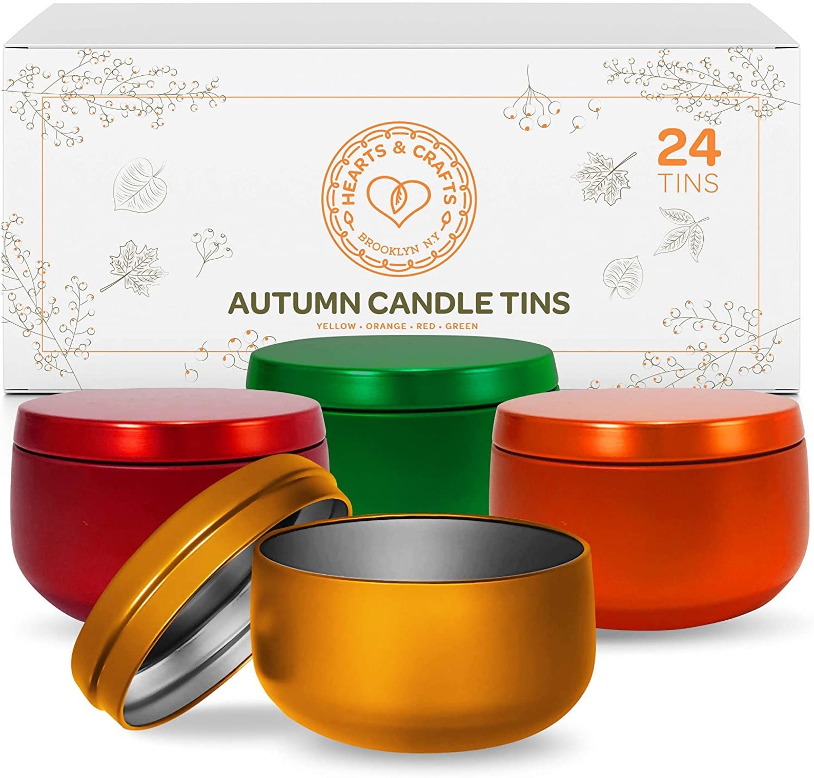 Hearts and Crafts Candle Tin Cans with Lids 8oz. Fall Tin Etsy