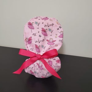 Pink Fairy Ponytail Surgical Scrub Cap Hat