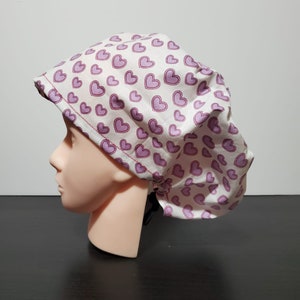 Purple Hearts, Euro Surgical Scrub Cap Hat, Adjustable Toggle