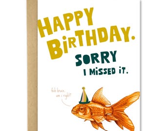 Fish Brain Birthday Card