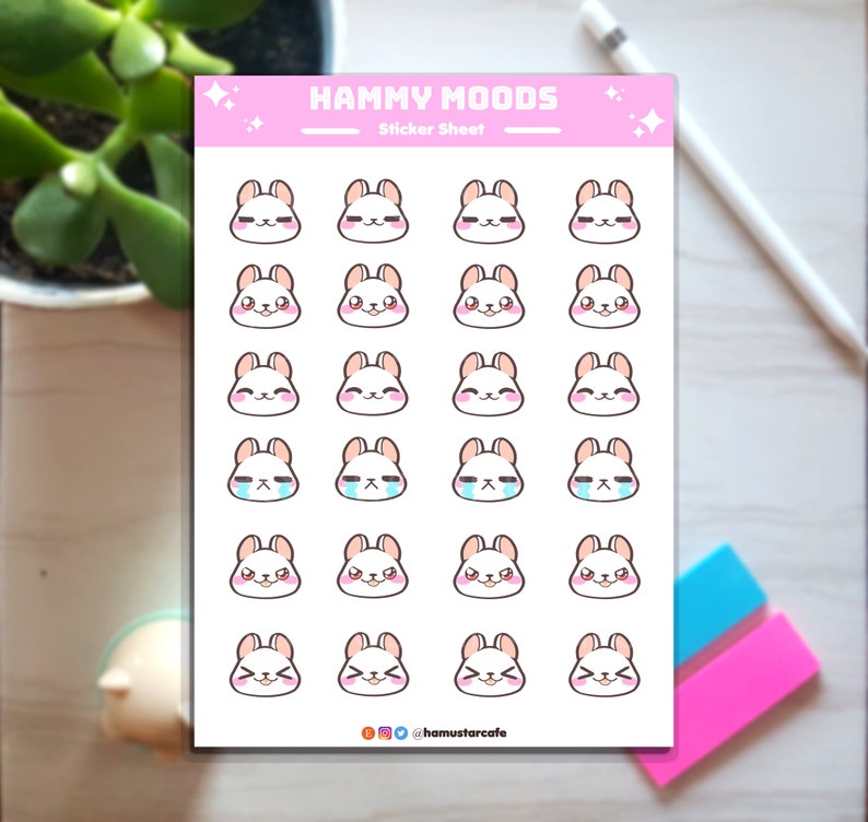 hamster mood stickers kawaii planner stickers cute journal etsy