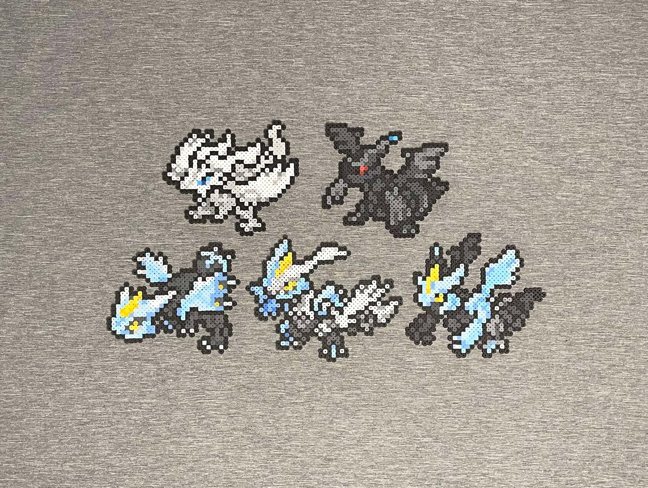 reshiram/zekrom, Reshiram and Zekrom made from perler and h…