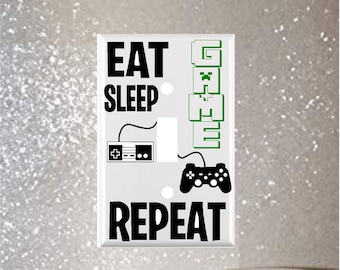 Gamer Boys room Light switch single Plate- Done with vinyl