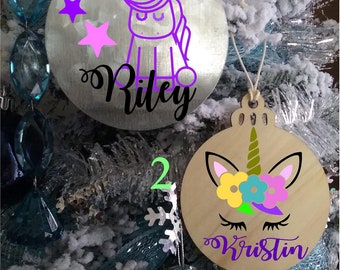 Unicorn Ornament- Add Single name!!- Holiday ornament/ Unicorn Ornament