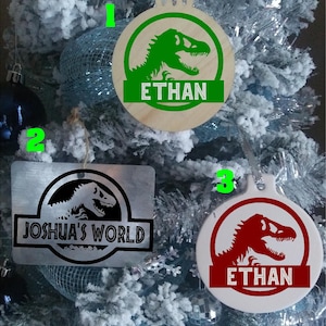Jurassic Park/ Jurassic World Ornament- Add Single name!!- Holiday ornament/ Dinosaur Ornament
