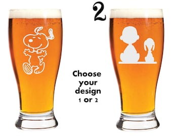Snoopy Glass! choose your glass style- Sandblasted glass gift- Perfect for any fan!!