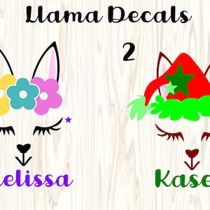 Llama Holiday Decals/Vinyl Decal/Kids room/ yeti Decal/ glass block decal/ Car Decal/ Christmas Unicorn
