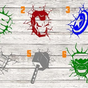 Super Hero Wall Break/Vinyl Decal/Kids room/ yeti Decal/ Car Decal