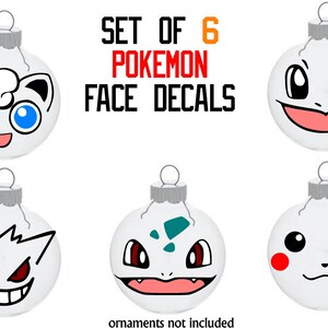CARTOON- set of 5  FACE vinyl decals- Ornament decals!! DIY