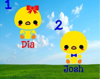 Cute Chick Decal w/name/Vinyl Decal/Kids room/ Yeti Decal/ glass Block Decal/ Car Decal