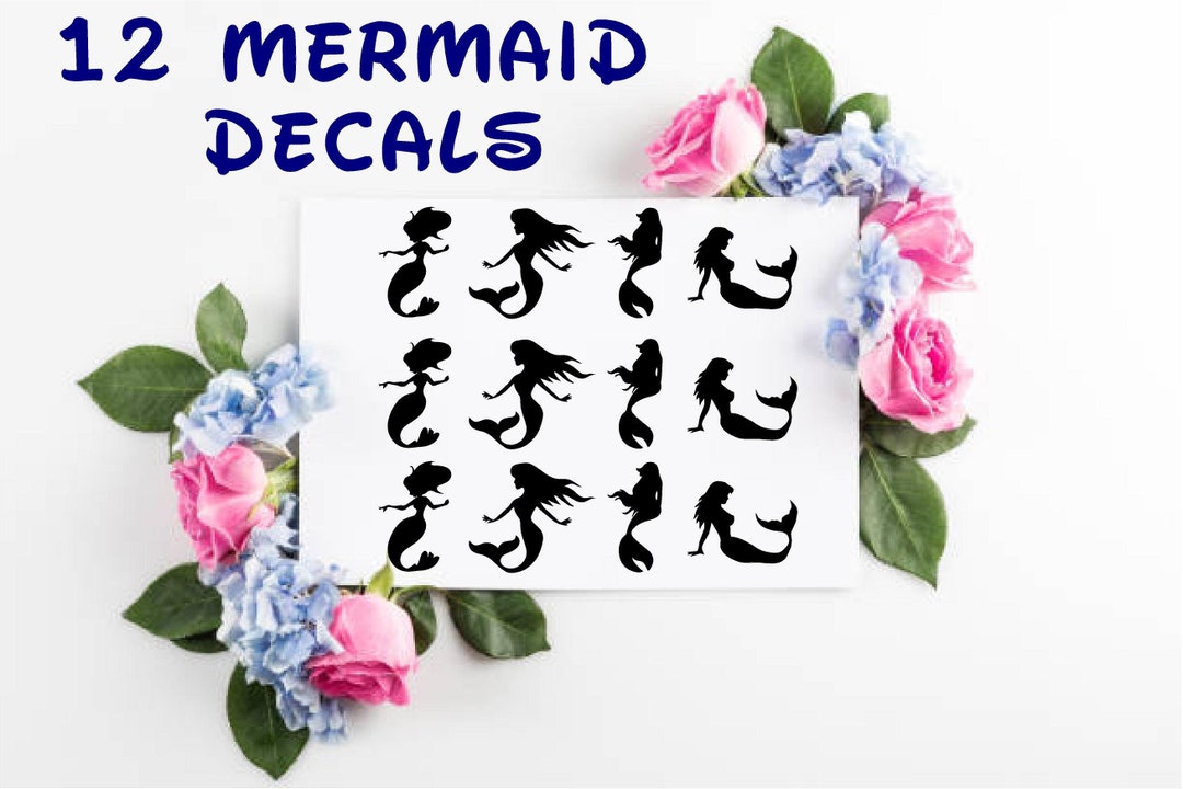 Mermaid Decals Set of 12 Vinyl Decals Super Cute Etsy