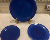 Vintage Cobalt Blue Fiesta Dinnerware, 1 Luncheon plate, 2 salad or dessert plates