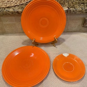 Vintage Red (orange) Fiesta 2 luncheon plates and 1 saucer