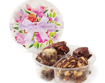 Gourmet Chocolate With Nuts Gift Box, Luxury Set of Chocolate Gifts, Kosher, Egg Free Chocolate Nut Clusters.