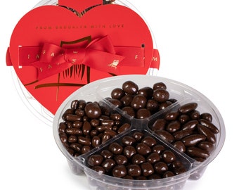 Valentine's Day Dark Chocolate Mix Tray - Chocolate Covered Espresso Caramels, Almonds, Peanut Butter  Pretzels & Truffle Bits. Dairy Free.