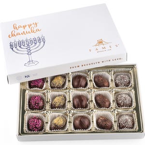 Elegant Hanukkah Chocolate Gift Box | Kosher & Dairy Free | 15pc Decadent Chocolates – Perfect Chanukkah Gift