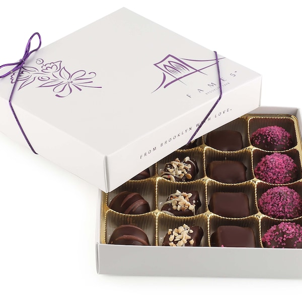 Chocolate Gift Box - Assorted Handcrafted Chocolates (16 Pc) -Mother's Day Chocolate for Mom - Kosher and Dairy Free.
