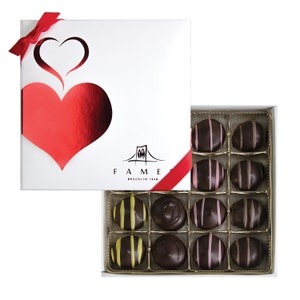Valentine Chocolate Candy Box of Chocolates - Dark Chocolate Valentines Gift Box  , Kosher, Dairy Free (16 Count)