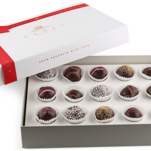 Luxury Chocolate Gift Box, Handcrafted Deluxe Coffee Cream, Berry Swirl, Savory Coconut & Hazelnut truffle, Mothers Day Candy Boxes, 15 Pc.