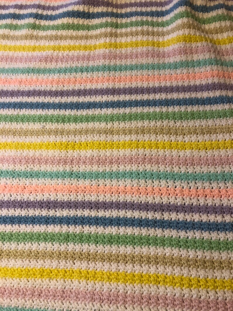 Vintage Hand Knitted Afghan Twin Sized Bedspread in Fun Etsy