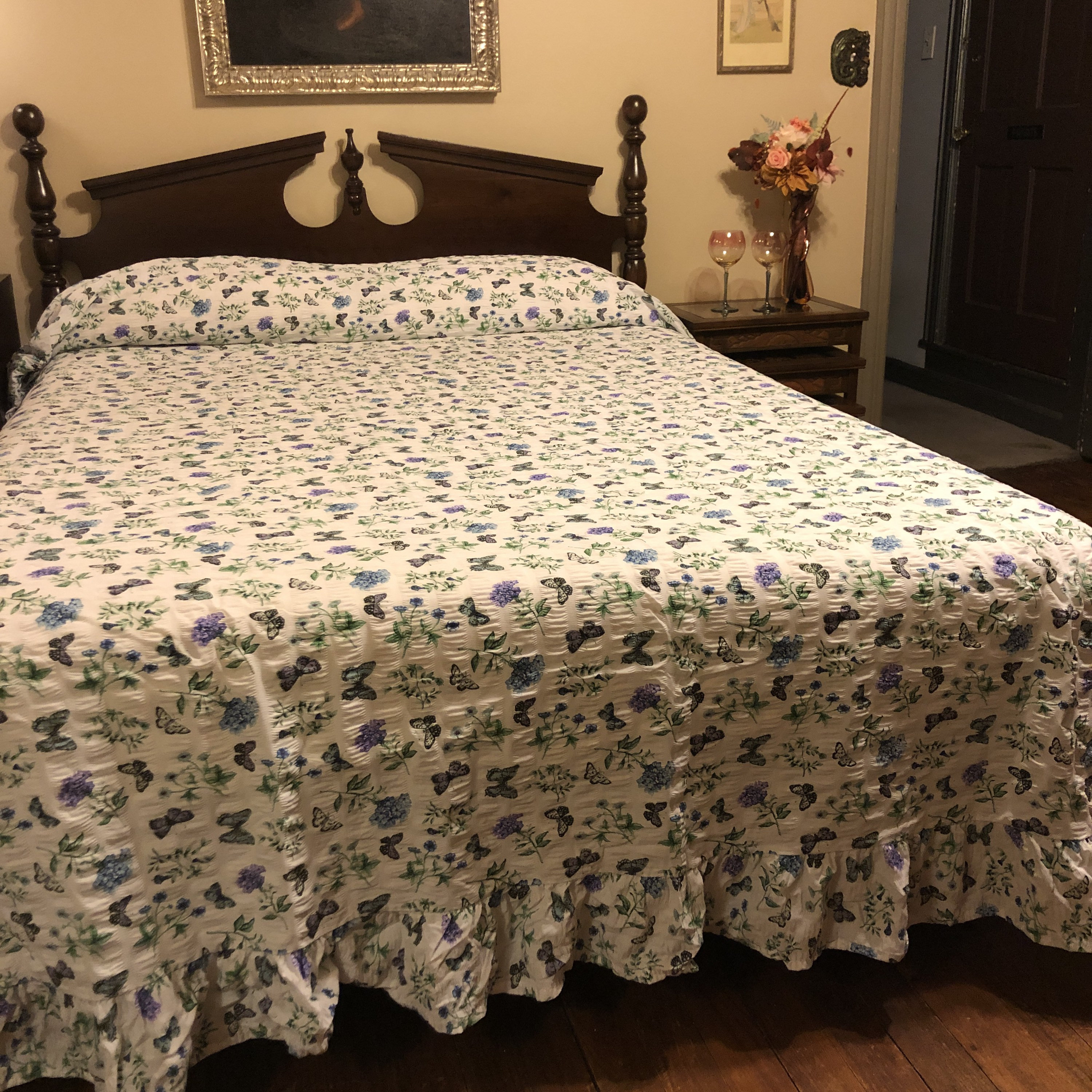 Butterflies and florals vintage seersucker full bedspread Etsy