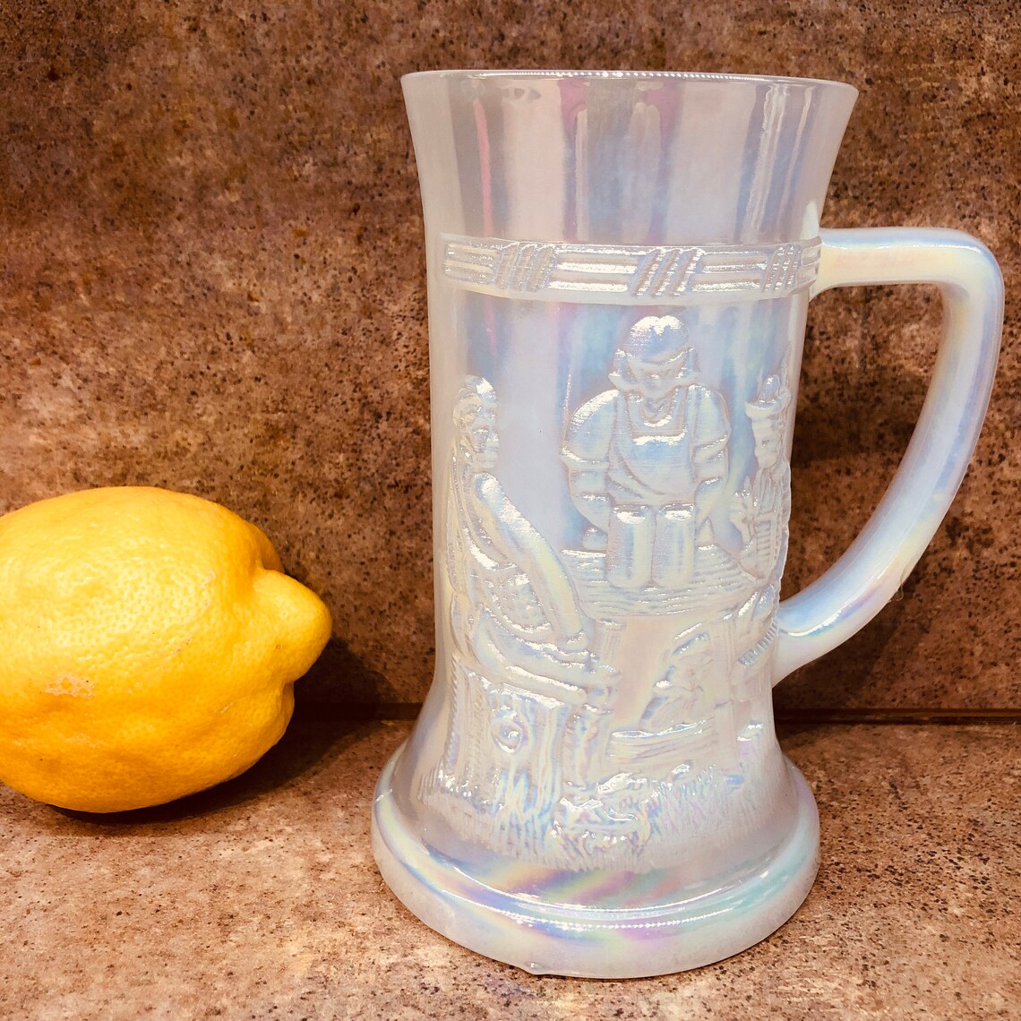 FENTON Iridescent Glass Beer Stein Mug Etsy