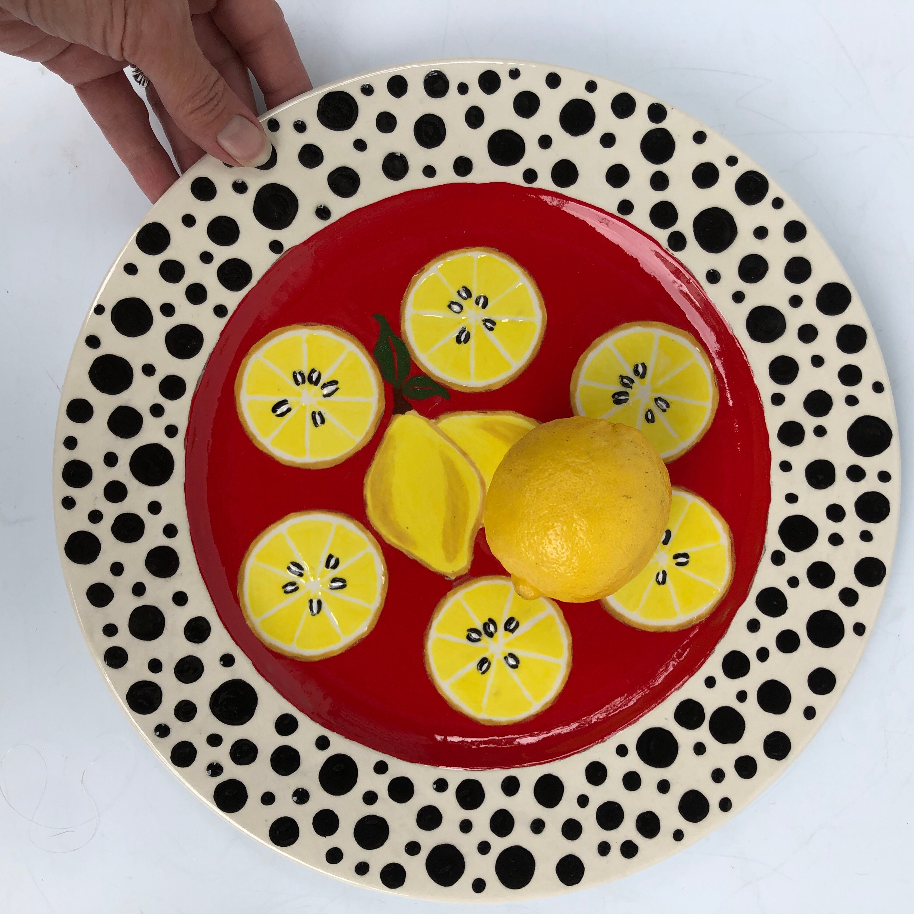 Hand Painted Lemon Serving Plate Signed Etsy UK