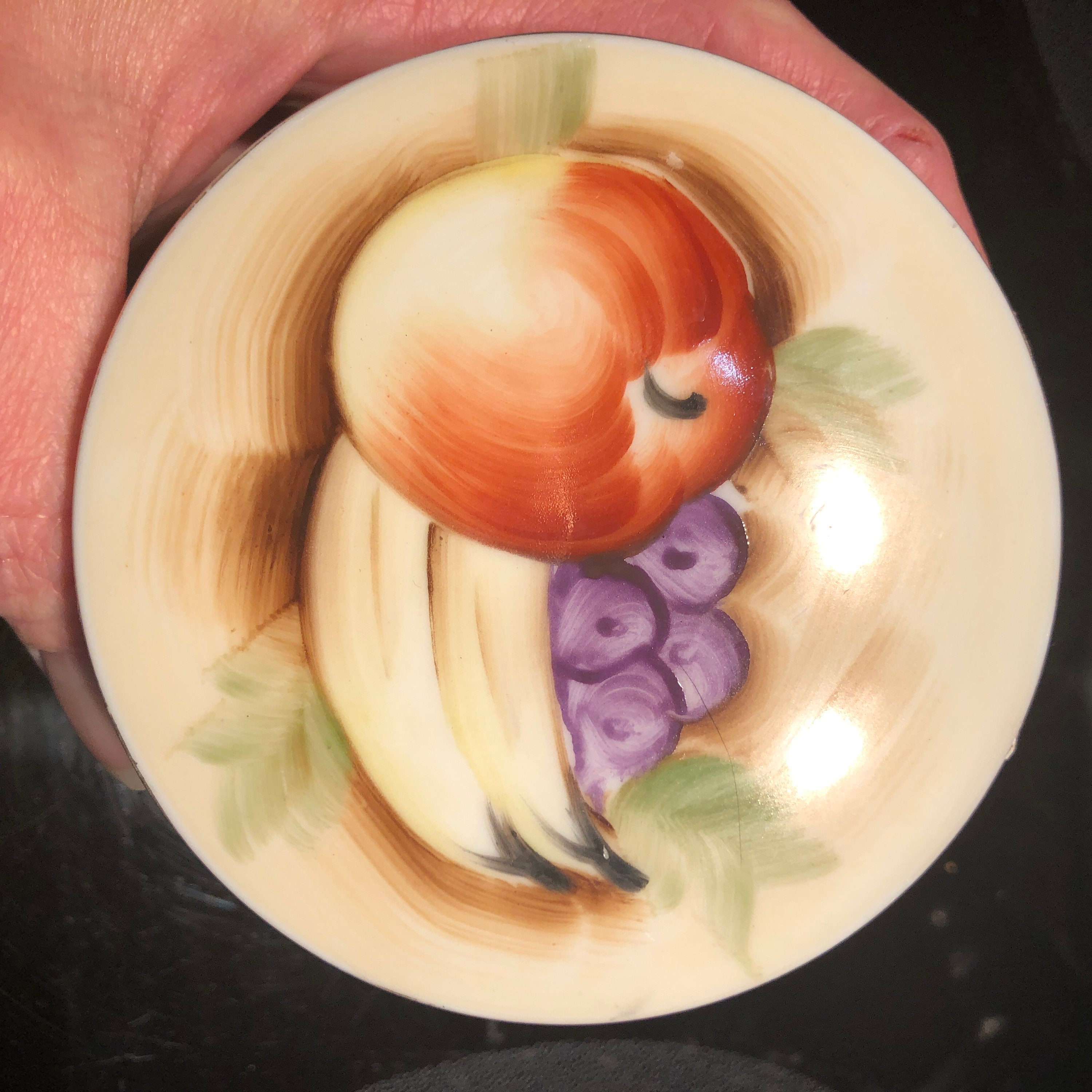 Hand painted porcelain fruit covered trinket dish mid century Etsy.de