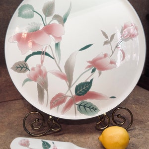 Mikasa Continental SILK FLOWERS Cake Plate Serving Platter 12” & Cake Server
